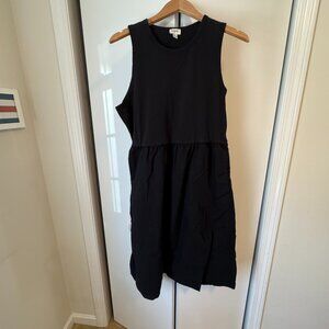 J.Crew Black Tank Midi Dress Sleeveless Casual Pockets